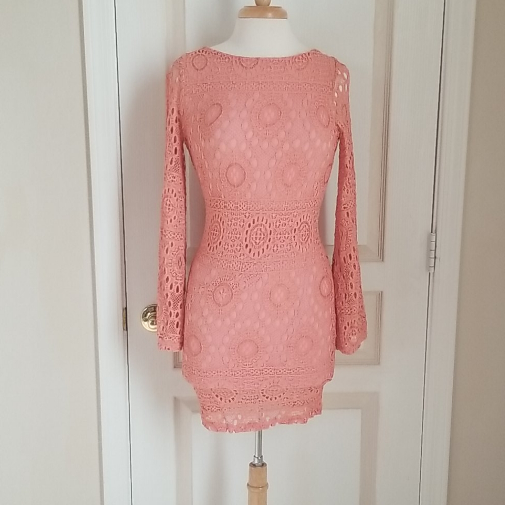 Tangerine Lace Bodycon Dress Nwot